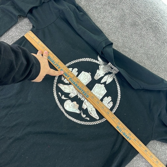 Vtg Kavio Designs Long Sleeve Shirt Black Silver Cowboy Boots Western Womens OS - Picture 6 of 14